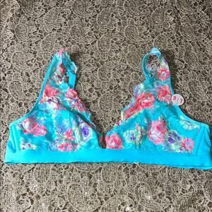 New PINK Victoria Secret Lace Plunge Bralette Bra Large Wireless Adjustable